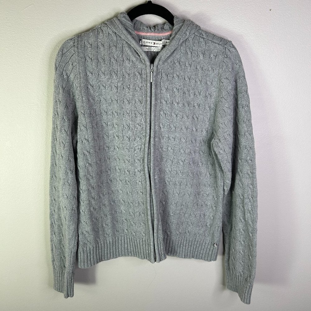 Tommy Hilfiger Women's Grey Hooded Zipper Sweater Size XL